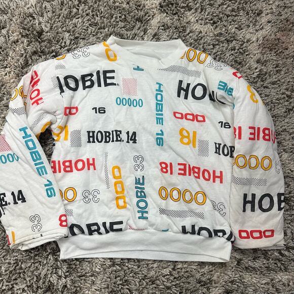 Vintage Hobie Spellout Graphic Allover Print Reversible Sweatshirt S Small - Picture 1 of 12